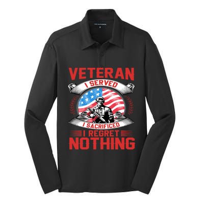 Proud Patriotic Veteran Military Gift Silk Touch Performance Long Sleeve Polo