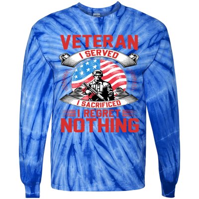 Proud Patriotic Veteran Military Gift Tie-Dye Long Sleeve Shirt