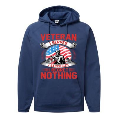 Proud Patriotic Veteran Military Gift Performance Fleece Hoodie