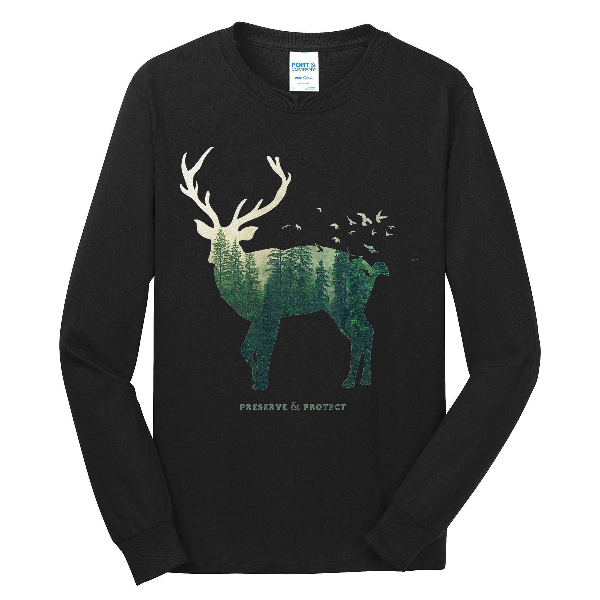 Preserve & Protect Vintage National Park Deer Forest Tall Long Sleeve T-Shirt