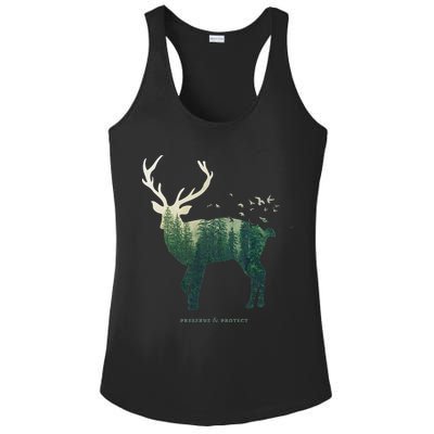 Preserve & Protect Vintage National Park Deer Forest Ladies PosiCharge Competitor Racerback Tank