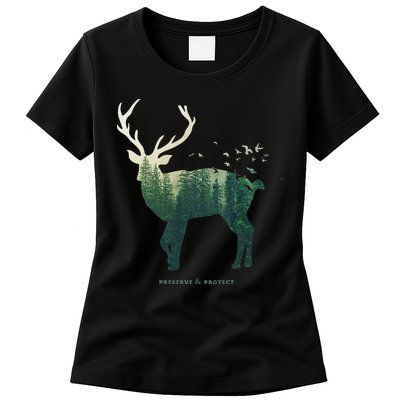 Preserve & Protect Vintage National Park Deer Forest Womens T-Shirt