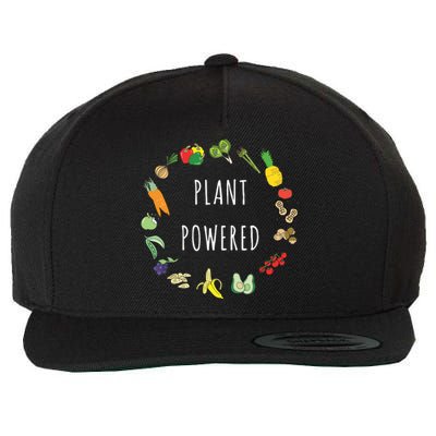 Plant Powered Vegan Plant Based Vegetarian Tee Wool Snapback Cap