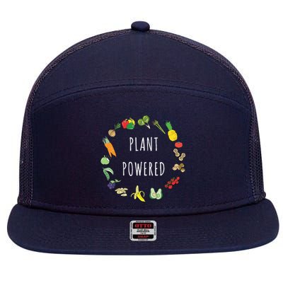 Plant Powered Vegan Plant Based Vegetarian Tee 7 Panel Mesh Trucker Snapback Hat