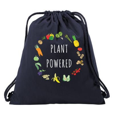 Plant Powered Vegan Plant Based Vegetarian Tee Drawstring Bag