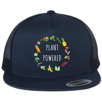 Plant Powered Vegan Plant Based Vegetarian Tee Flat Bill Trucker Hat