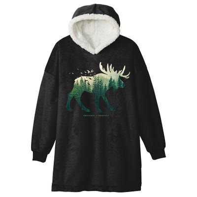 Preserve & Protect Vintage National Park Moose Hooded Wearable Blanket