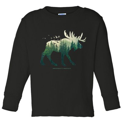 Preserve & Protect Vintage National Park Moose Toddler Long Sleeve Shirt