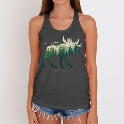 Preserve & Protect Vintage National Park Moose Women's Knotted Racerback Tank