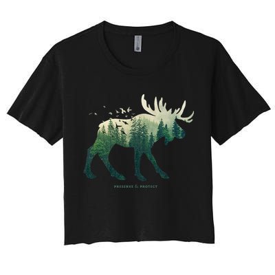 Preserve & Protect Vintage National Park Moose Crop Top