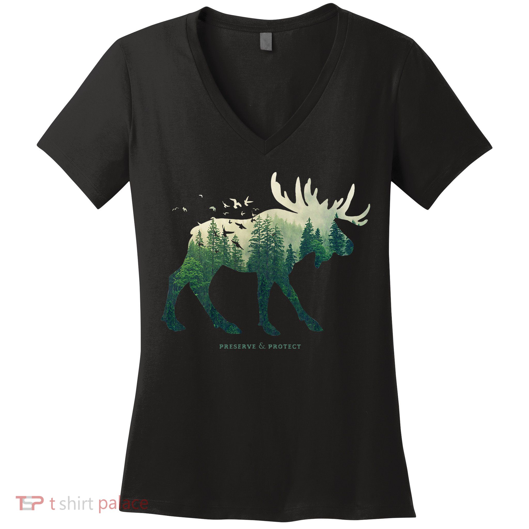 Preserve & Protect Vintage National Park Moose Women's V-Neck T-Shirt