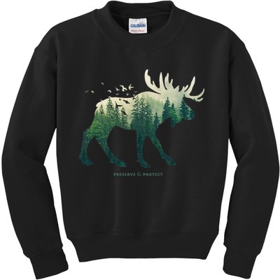 Preserve & Protect Vintage National Park Moose Kids Sweatshirt