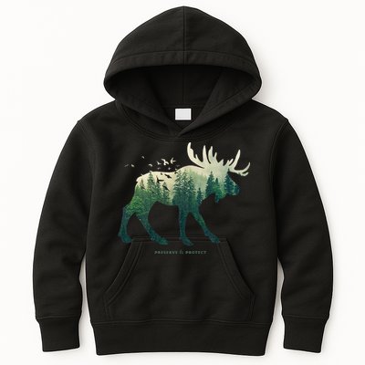 Preserve & Protect Vintage National Park Moose Kids Hoodie