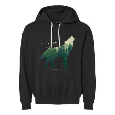 Preserve & Protect Vintage National Park Wolf Gift Garment-Dyed Fleece Hoodie