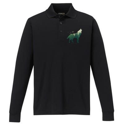 Preserve & Protect Vintage National Park Wolf Gift Performance Long Sleeve Polo