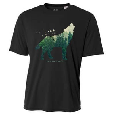 Preserve & Protect Vintage National Park Wolf Gift Cooling Performance Crew T-Shirt