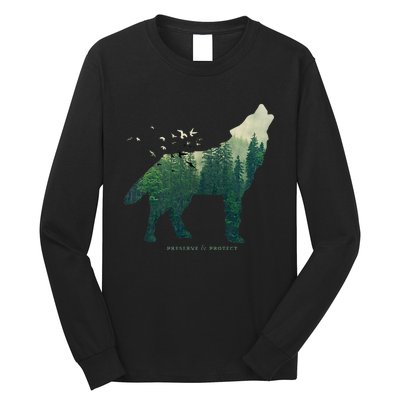 Preserve & Protect Vintage National Park Wolf Gift Long Sleeve Shirt