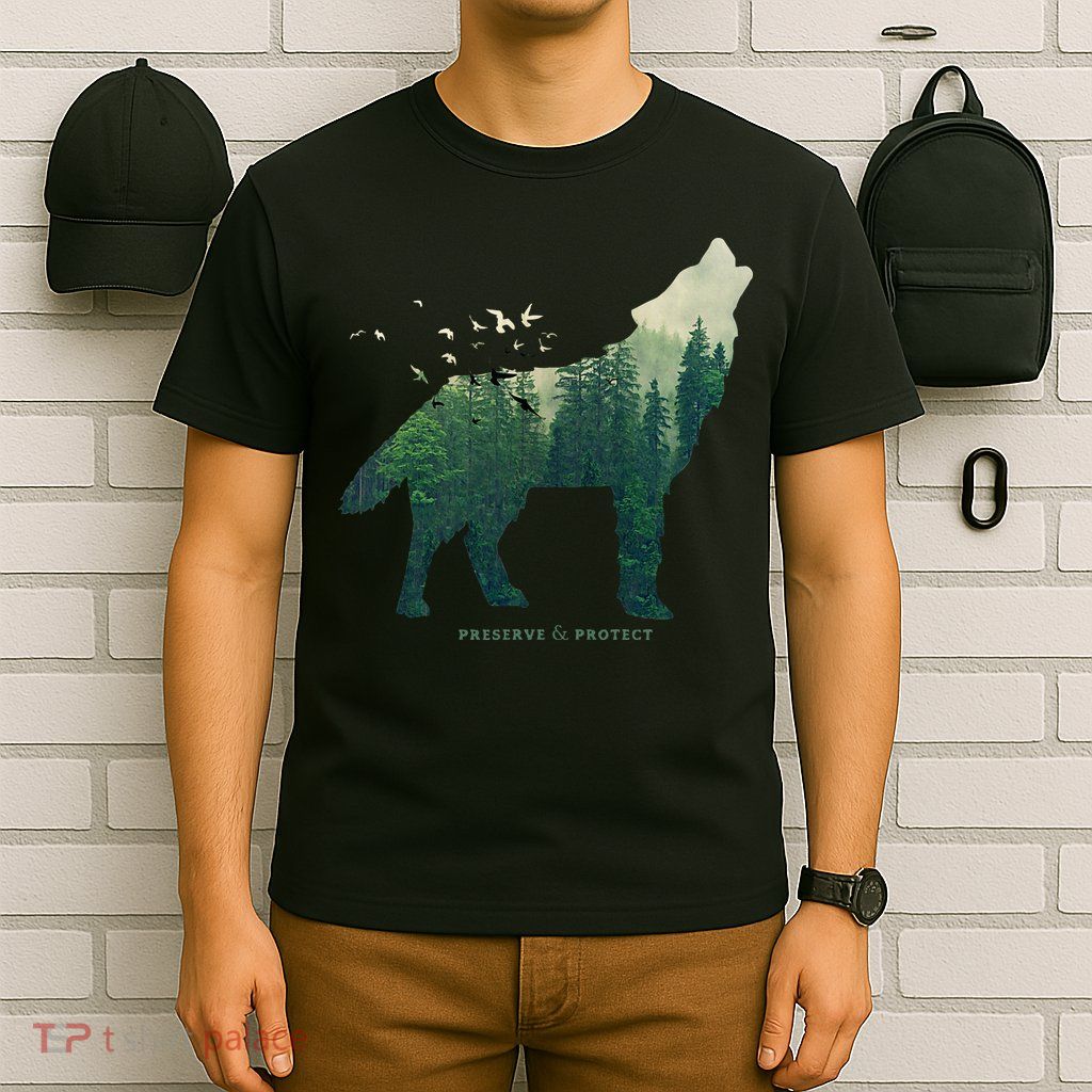 Preserve & Protect Vintage National Park Wolf Gift T-Shirt