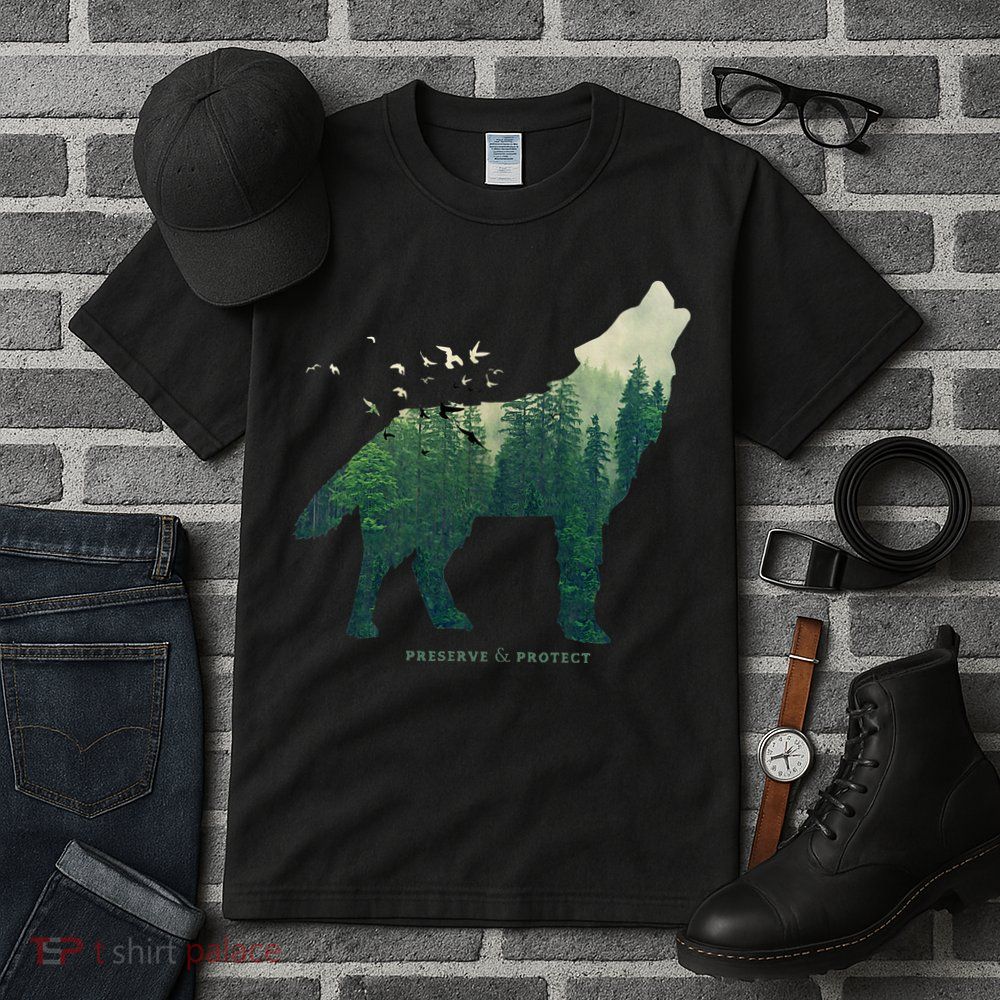 Preserve & Protect Vintage National Park Wolf Gift Tall T-Shirt