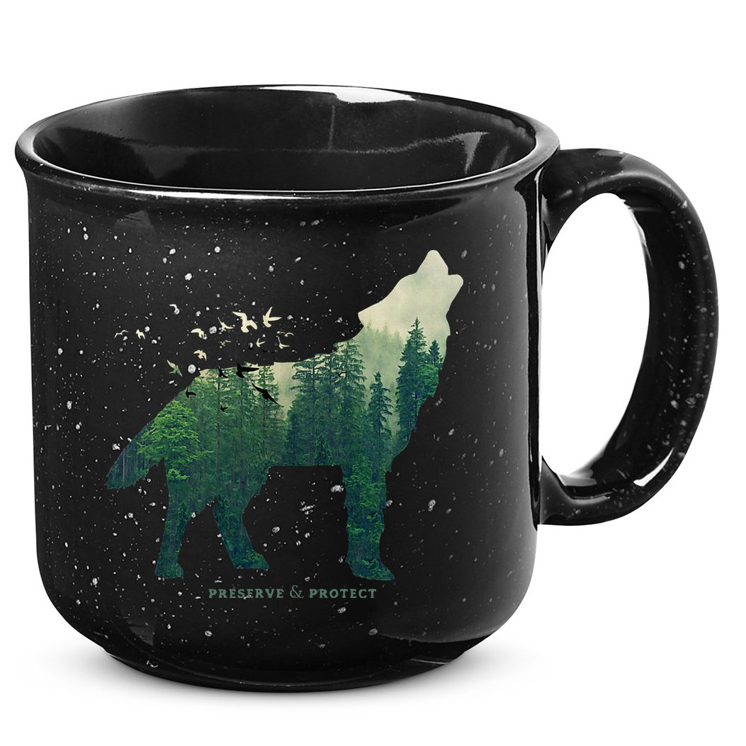 Preserve & Protect Vintage National Park Wolf Gift 15oz Campfire Ceramic Mug