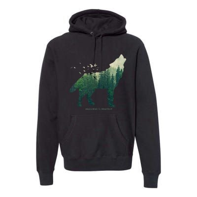 Preserve & Protect Vintage National Park Wolf Gift Premium Hoodie