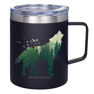 Preserve & Protect Vintage National Park Wolf Gift 12oz Stainless Steel Coffee Mug