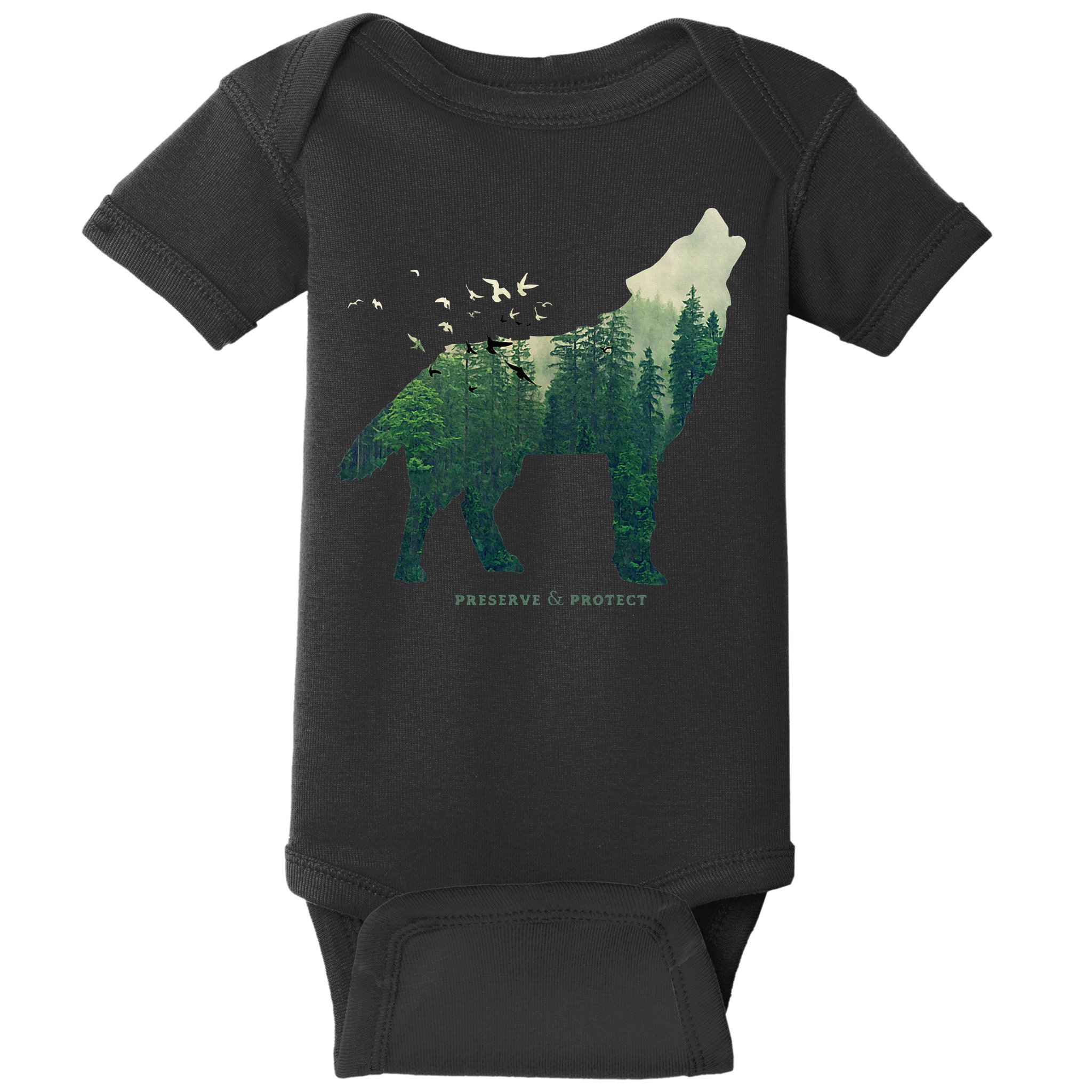 Preserve & Protect Vintage National Park Wolf Gift Baby Bodysuit
