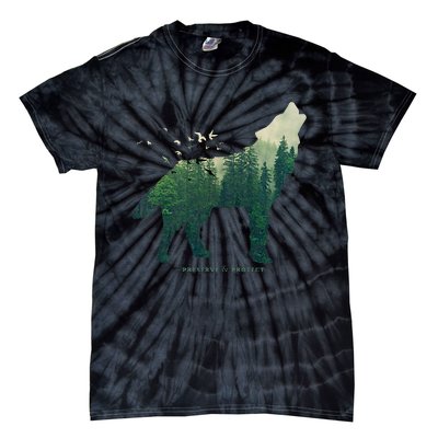 Preserve & Protect Vintage National Park Wolf Gift Tie-Dye T-Shirt