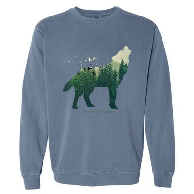 Preserve & Protect Vintage National Park Wolf Gift Garment-Dyed Sweatshirt