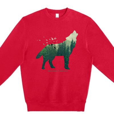 Preserve & Protect Vintage National Park Wolf Gift Premium Crewneck Sweatshirt