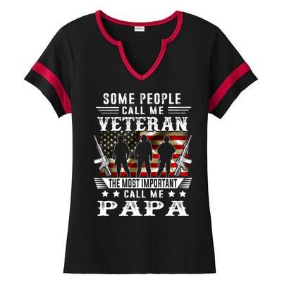 Proud Papa Veteran American Flag Gifts VeteranS Day Fathers Ladies Halftime Notch Neck Tee