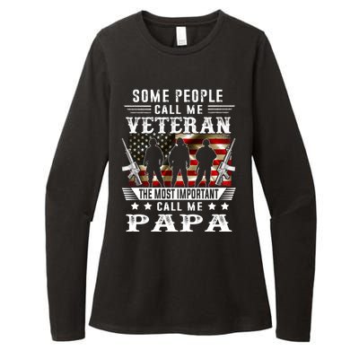 Proud Papa Veteran American Flag Gifts VeteranS Day Fathers Womens CVC Long Sleeve Shirt