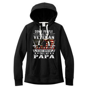 Proud Papa Veteran American Flag Gifts VeteranS Day Fathers Women's Fleece Hoodie