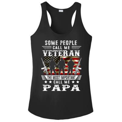 Proud Papa Veteran American Flag Gifts VeteranS Day Fathers Ladies PosiCharge Competitor Racerback Tank