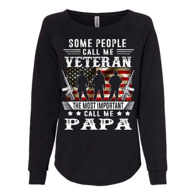 Proud Papa Veteran American Flag Gifts VeteranS Day Fathers Womens California Wash Sweatshirt