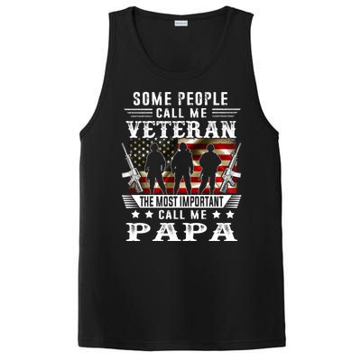 Proud Papa Veteran American Flag Gifts VeteranS Day Fathers PosiCharge Competitor Tank