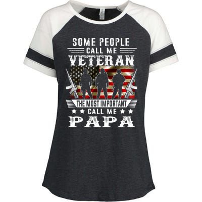 Proud Papa Veteran American Flag Gifts VeteranS Day Fathers Enza Ladies Jersey Colorblock Tee