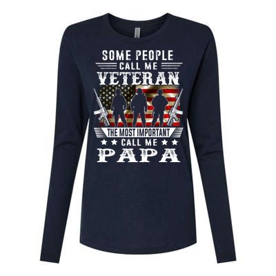 Proud Papa Veteran American Flag Gifts VeteranS Day Fathers Womens Cotton Relaxed Long Sleeve T-Shirt