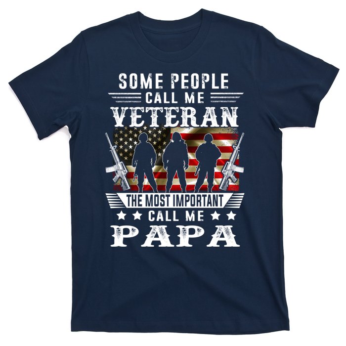 Proud Papa Veteran American Flag Gifts VeteranS Day Fathers T-Shirt