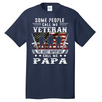 Proud Papa Veteran American Flag Gifts VeteranS Day Fathers Tall T-Shirt