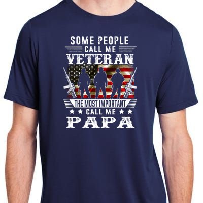 Proud Papa Veteran American Flag Gifts VeteranS Day Fathers Adult ChromaSoft Performance T-Shirt