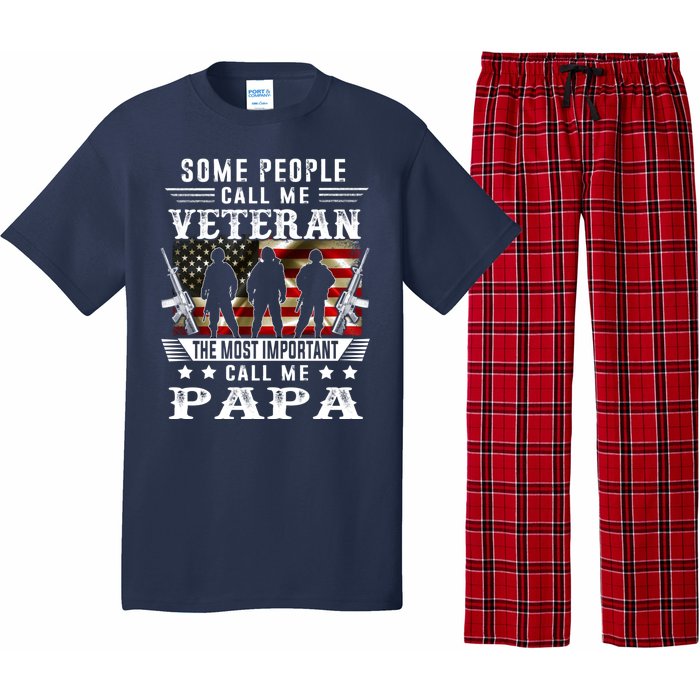 Proud Papa Veteran American Flag Gifts VeteranS Day Fathers Pajama Set