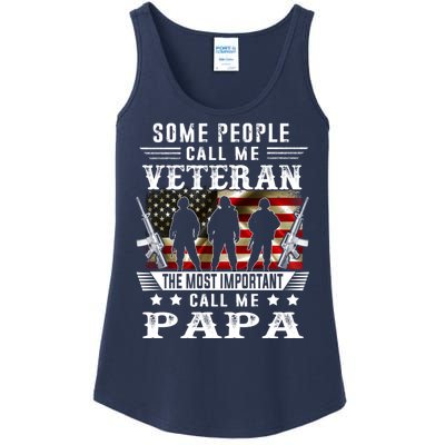 Proud Papa Veteran American Flag Gifts VeteranS Day Fathers Ladies Essential Tank