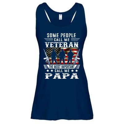 Proud Papa Veteran American Flag Gifts VeteranS Day Fathers Ladies Essential Flowy Tank