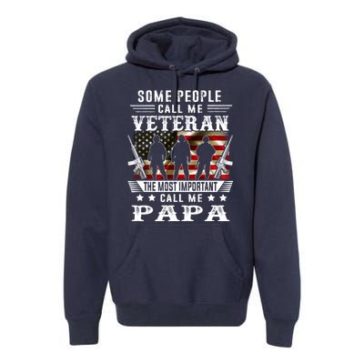 Proud Papa Veteran American Flag Gifts VeteranS Day Fathers Premium Hoodie