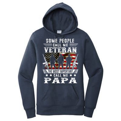 Proud Papa Veteran American Flag Gifts VeteranS Day Fathers Women's Pullover Hoodie