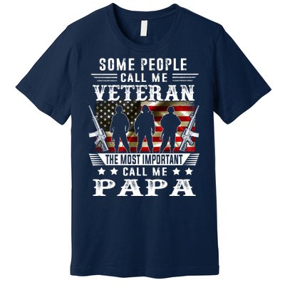 Proud Papa Veteran American Flag Gifts VeteranS Day Fathers Premium T-Shirt