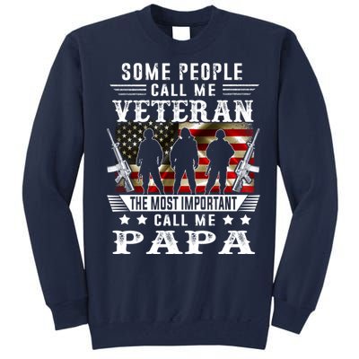 Proud Papa Veteran American Flag Gifts VeteranS Day Fathers Tall Sweatshirt