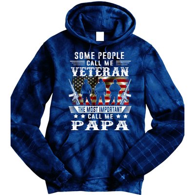 Proud Papa Veteran American Flag Gifts VeteranS Day Fathers Tie Dye Hoodie