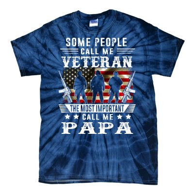 Proud Papa Veteran American Flag Gifts VeteranS Day Fathers Tie-Dye T-Shirt